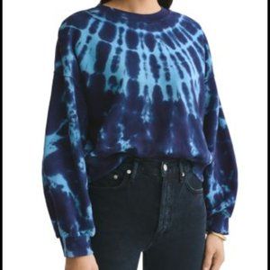 AGOLDE blue tie dye print crew neck sweatshirt blue small